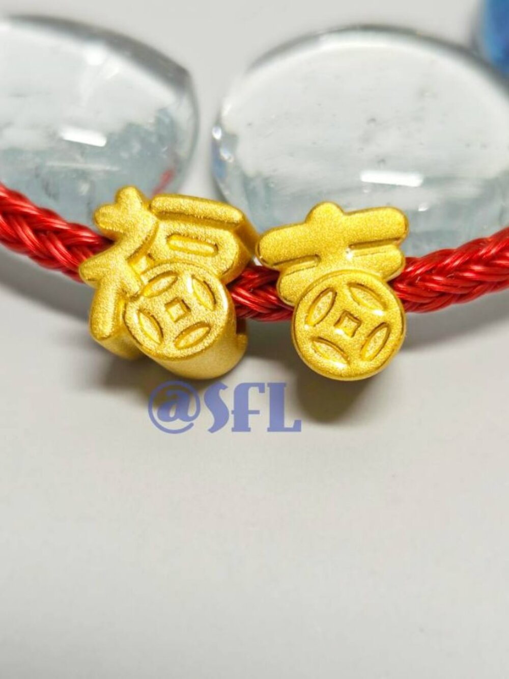 Chow Sang Sang 999 24K Real Gold 2 Mini Charms And Bracelet Happiness And Luck
